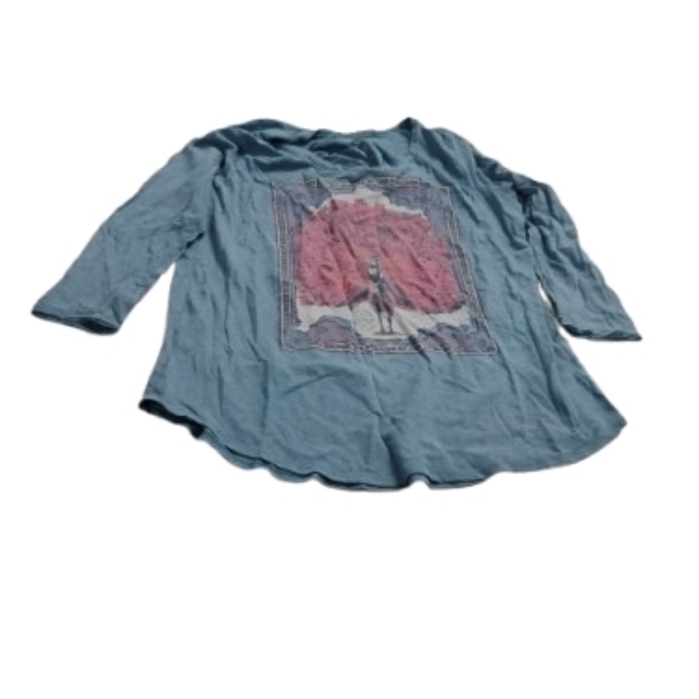 The Lucky Brand Women's Peacock Graphic Tee 3/4 Sleeve Shirt Sz L